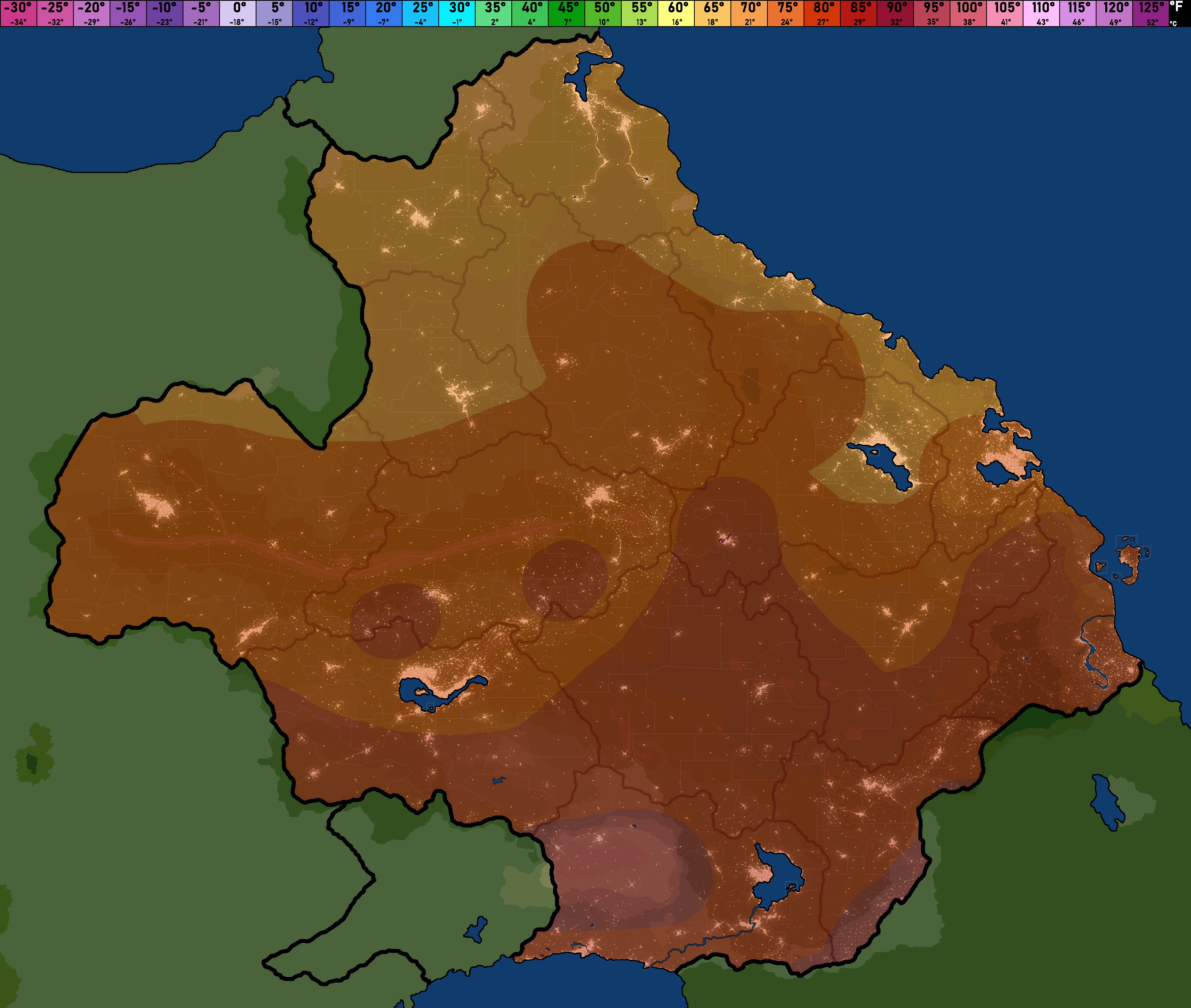 Temperature map: August 1st 2025